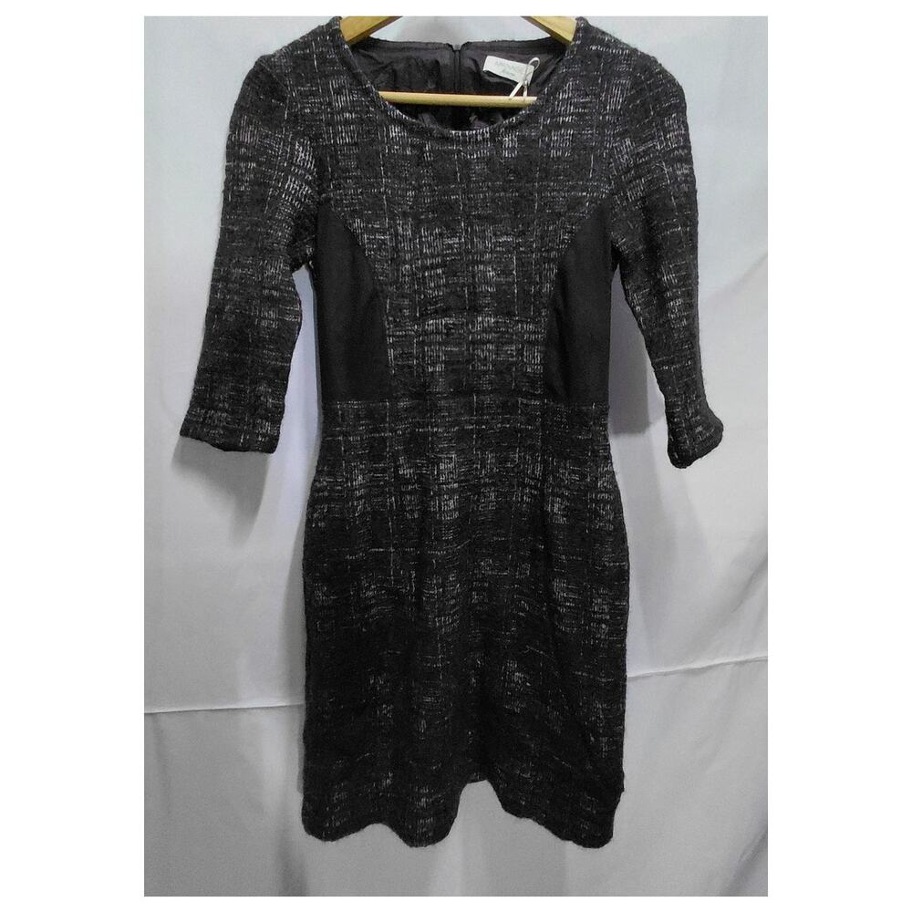APANAGE Dress Black Knit 3/4 Sleeve Textured Women see measurements